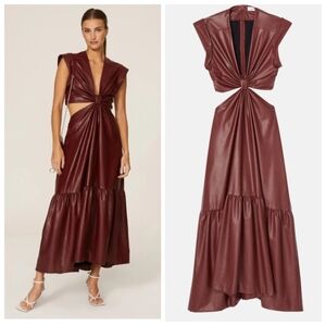 A.L.C Alexandria Cutout Vegan Leather Midi Dress Cranberry Size 4